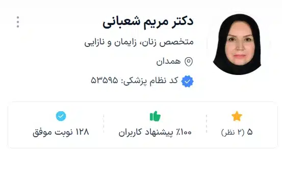دکتر مریم شعبانی از بهترین پزشکان زنان و زایمان