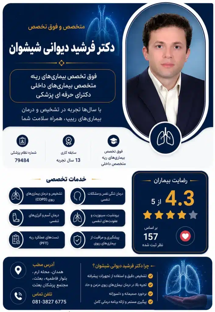  دکتر فرشید دیوانی شیشوان متخصص آسم و آلرژی در همدان